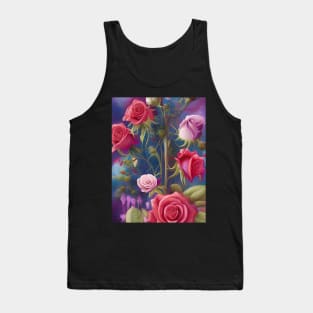 Beautiful painting of flower garden pink and red roses Tank Top